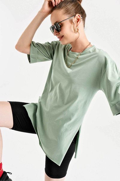 Bigdart 4123 Tricou supradimensionat cu fante - Çağla