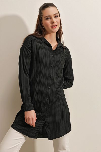 Bigdart 5884 Cămașă Lungă Țesută - Neagră