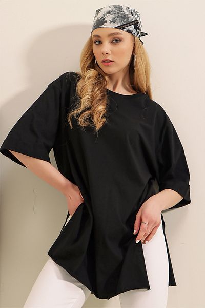 Bigdart 4123 Slit Oversize póló - fekete