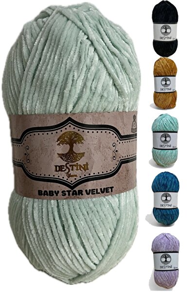 destini İnce Kadife İp 100 gr 200 Metre Amigurumi El Örgü İpi Ceket Yelek Bat...