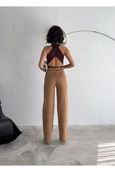 winmoda Light Suede Trousers - Wide Leg Bagy Model