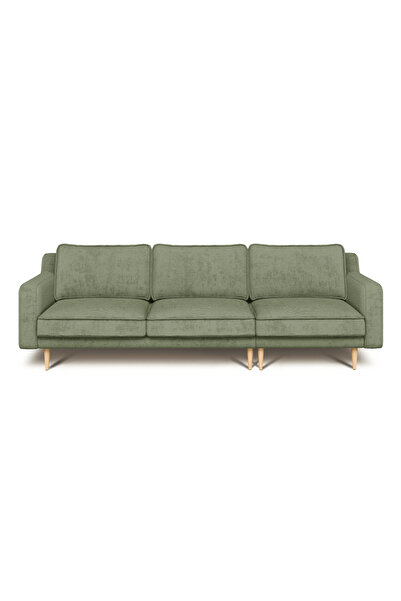 Normod Klem Slim Dörtlü Koltuk Ahşap Ayak - Fitilli Kadife