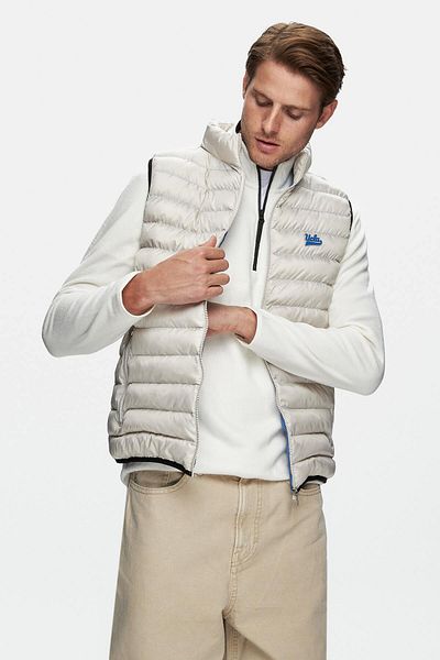 UCLA Blume Beige Zipped and Pocketed Polyester Standard Fit Men's Vest