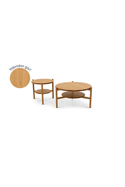 Normod Norac Masif Meşe İkili Orta Sehpa Takımı