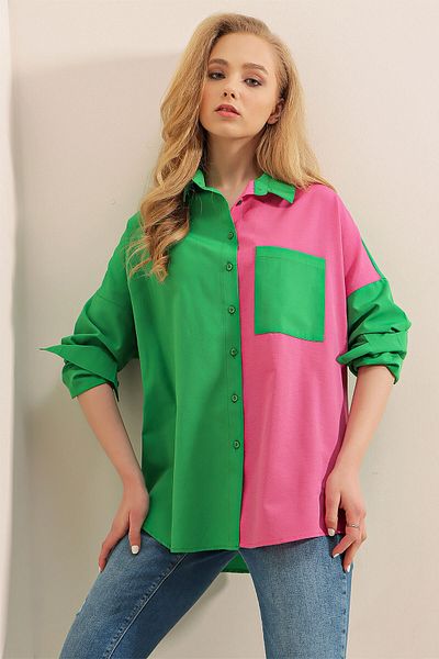 Bigdart Πουκάμισο Color Block 20116 - Πράσινο