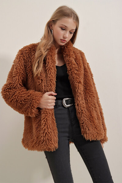 Bigdart 9088 Plyšový kabát - Hnědý