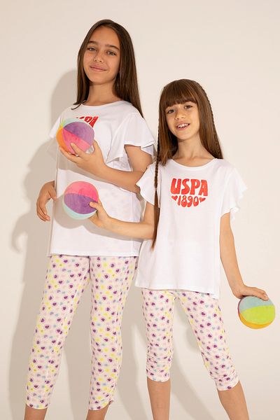 U.S. Polo Assn. Κοριτσίστικο λευκό μπλουζάκι με λαιμόκοψη 50288438 -VR013