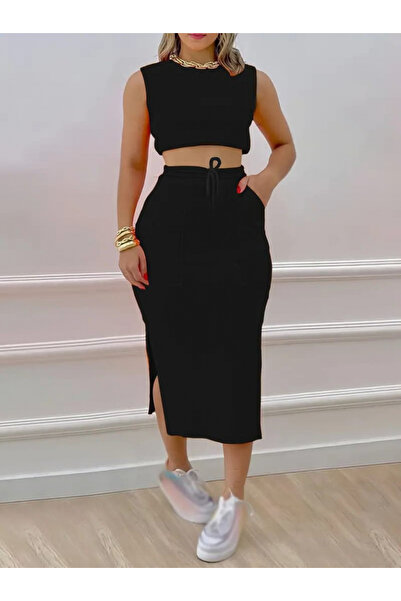 Modayakamoz Equri̇ Women's Two Thread Crop Skirt Two-Piece Set