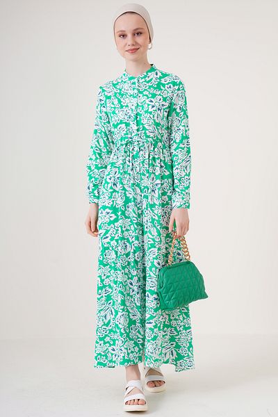 Bigdart 2144 Model Oil Green Judge Golier Hijab Dress