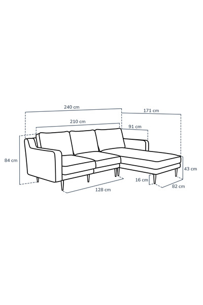 Normod Klem Slim 240 x 171 Köşe Ahşap Ayak - Kadife