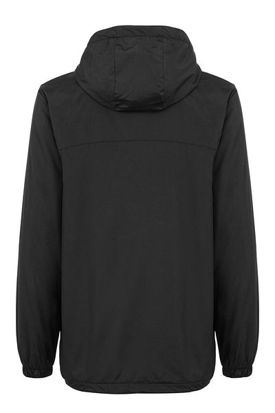 REMSA Ανδρικό χειμερινό παλτό Fleece - Αντιανεμικό με κουκούλα, λεπτομέρεια τσέπης, μαύρο RMNT02
