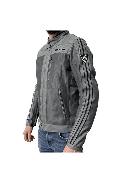 VENOM Yazlık Compass Motorcu Ceketi Full Korumalı (GRİ)