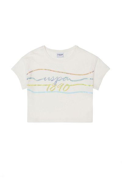 U.S. Polo Assn. Κοριτσίστικο T-Shirt Ecru Crew Neck 50288437 -VR019