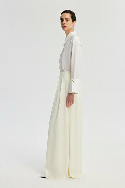 Touché Privé Saténové kalhoty - skládaná přední část a široká noha