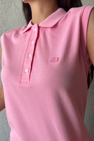 Seda Yalçın Atelier Základní tílko s růžovým polo výstřihem a nulovým rukávem