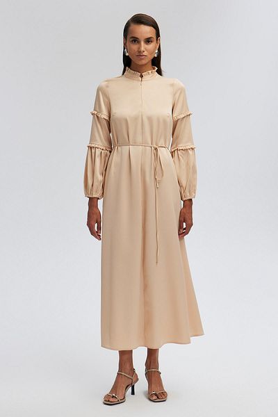 Touché Privé Rochie din Satin - Maneca Baloane si Model Curea