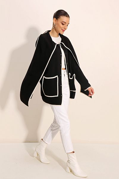 Bigdart 15846 Shawl Collar Knitwear Cardigan - Black