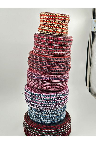 paşateks since 1995 şekil 1 cm patterned ribbon colorful (7 colors) 14 meters