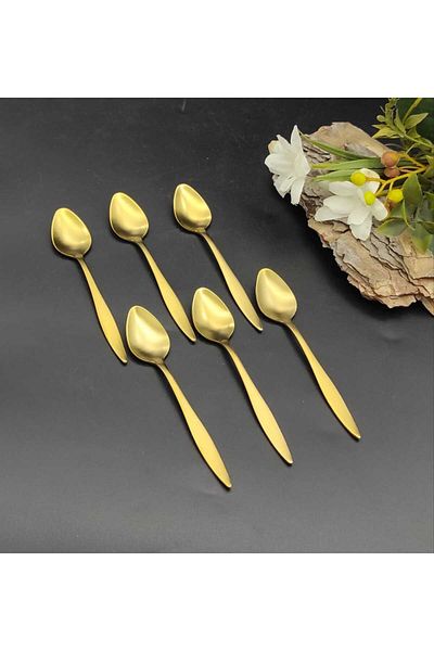BRONDOFF Matte Gold Titanium Tea Spoon 6 Pieces