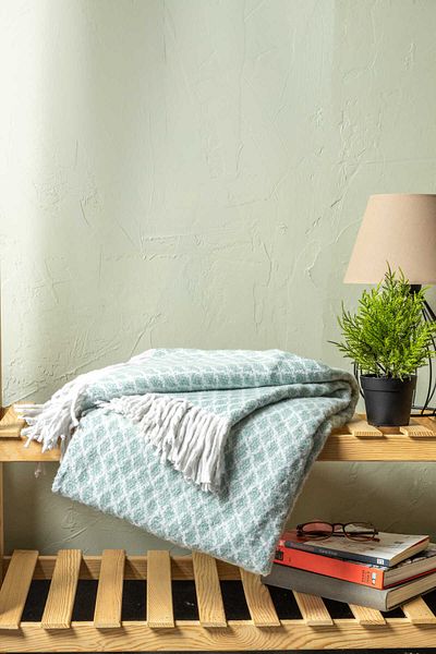 FH finehome Dark Green Adra Diamond Patterned Tv Blanket - 130X170