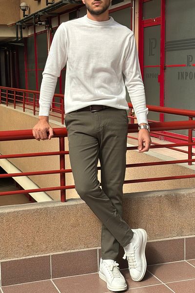 inpool Men'S, Crew Neck, Slim Fit, Old Money, Wool-Acrylic Fiber, Knitwear Sweater Pltk03