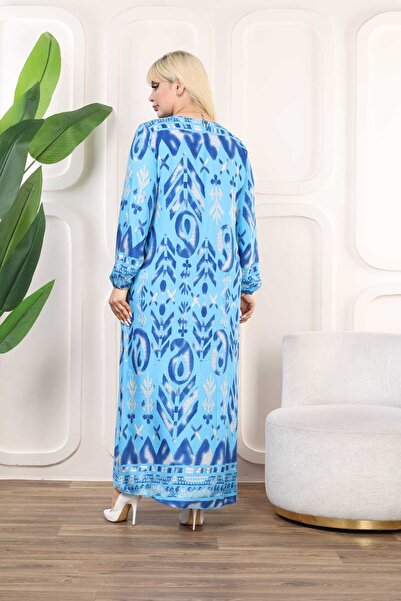 Şans Γυναικείο μακρυμάνικο φόρεμα 65N38331 υφαντό ύφασμα βισκόζης με μοτίβο σάλι