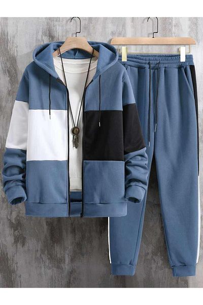Keywest Children's Unprinted Oversize Pieced Hooded Cardigan Tracksuit Set