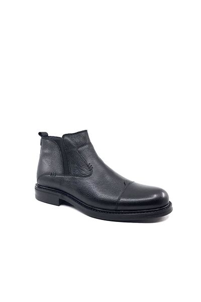 Smart 1042 Black Genuine Leather Men's Boots with Fur Inside