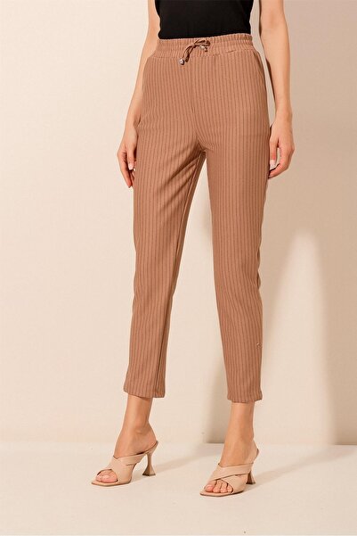 Bigdart 6560 Beli Lastikli Bağcıklı Pantolon - Camel