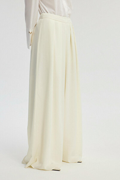 Touché Privé Saténové kalhoty - skládaná přední část a široká noha