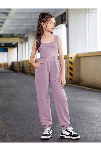 MANCY Girl's Oversize Strappy Crop Tracksuit 3 Piece Set