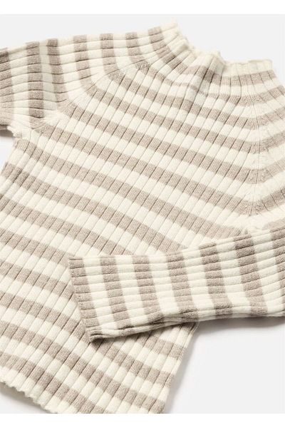 MAYORAL Turtleneck Striped Baby Girl Blouse - Mink 2046