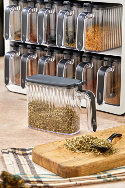 OES HOME 12-Piece Black Spice Bowl Set - with Stand, Adhesive Lid and Spoon