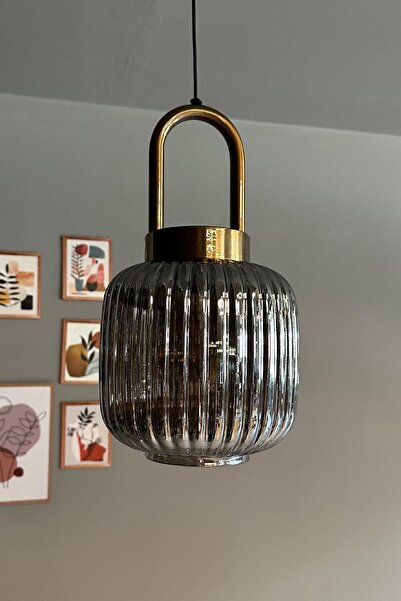 Bamyum Bag Füme Cam Tekli Avize Eskitme Kilit Başlık Retro Sarkıt Lamba Restoran Salon Aydınlatma