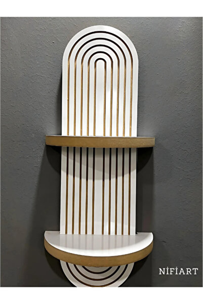 nifiart Semplice Meşe Dekoratif Duvar Rafı Beyaz