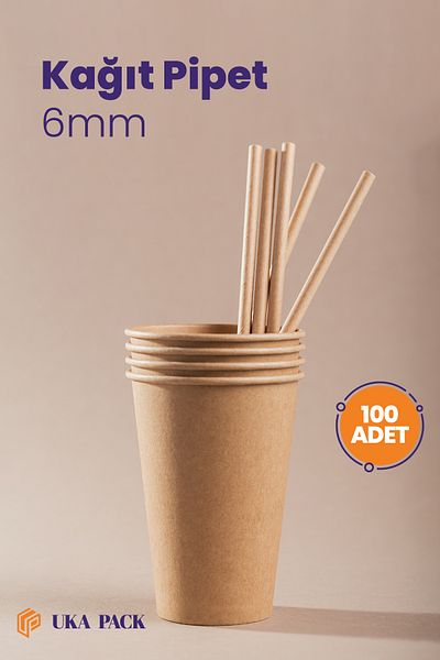 UKAPACK Kraft Color Natural Cardboard Straws 100 Pieces