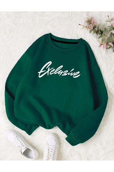 FAVORİST Αποκλειστική στάμπα Oversize φούτερ με λαιμόκοψη