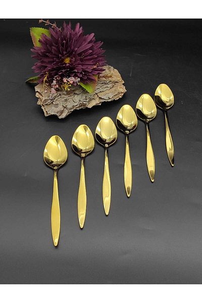 BRONDOFF Carmen Gold Titanium 6 Piece Dessert Spoons