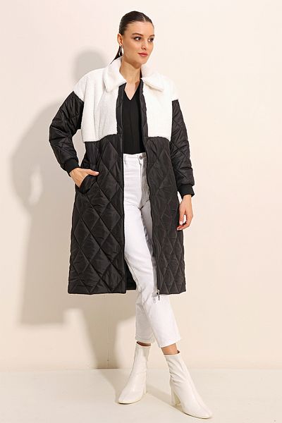 Bigdart 5185 Lange, übergroße Pufferjacke - Weiß