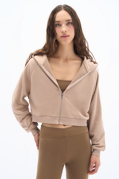 Wear Three Points Stone Color Zipper Sweatshirt