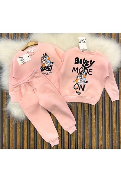 ninita kids Bluey 3 Thread Printed Girl's 2-Piece Tracksuit Set