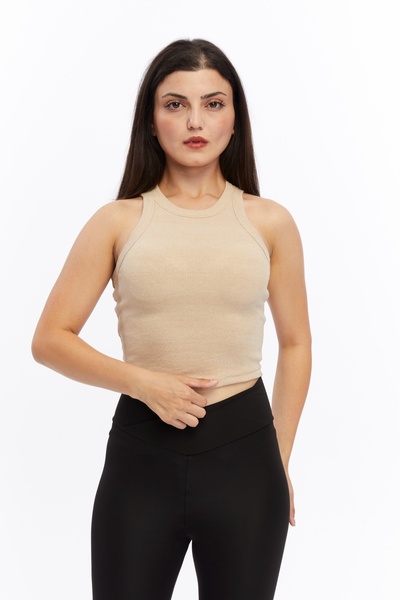 ESPOİRPLUS BEŽ BOJA Rebrasto bez rukava T-shirt