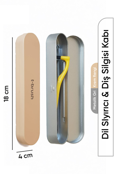 TBRUSH DİL SIYIRICI+DİŞ SİLGİSİ+METAL KAP