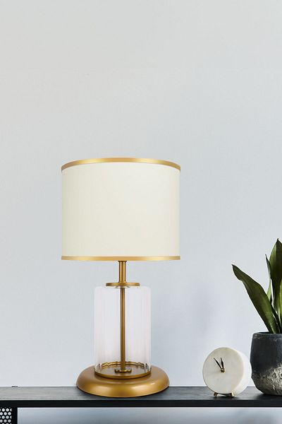 MINIMAL ETICARET VE BILGI TEKNOLOJILERI Monarch Transparent Gold Striped Glass Lampshade