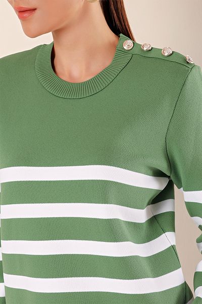 Bigdart 15820 proužkovaný svetr na knoflíky - Çağla