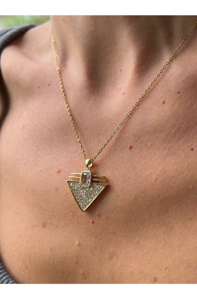 gaila design Çelik Beyaz Taşlı Leyla Kolye