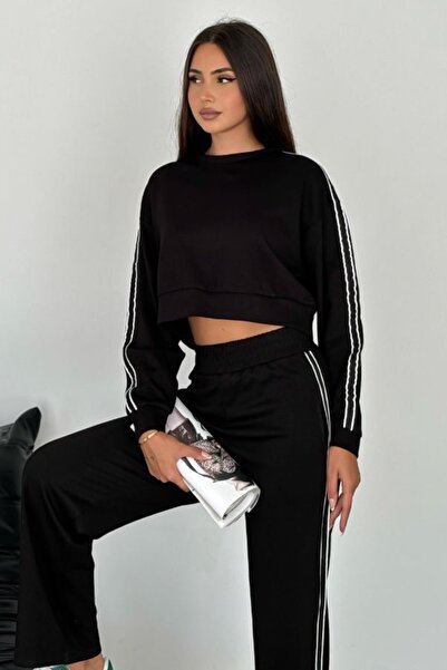 Ded COLLECTION Kadın Modal Kumaş Yanı Şeritli Eşofman Takımı