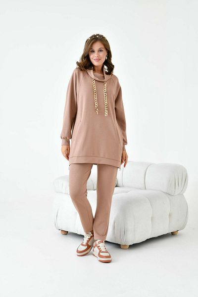 FTZ WOMEN Women's Chain Detail Suit Camel 30907