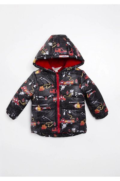 MDM Trendy Inflatable Jacket for Baby Boy - Fleece Lined, Zippered Hood, Plush Inside