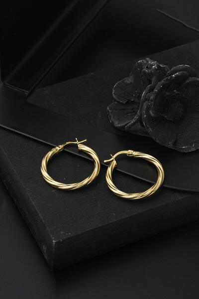 Bilezikci İzmir Halka Altın Küpe 14 Ayar 3 cm. Çaplı